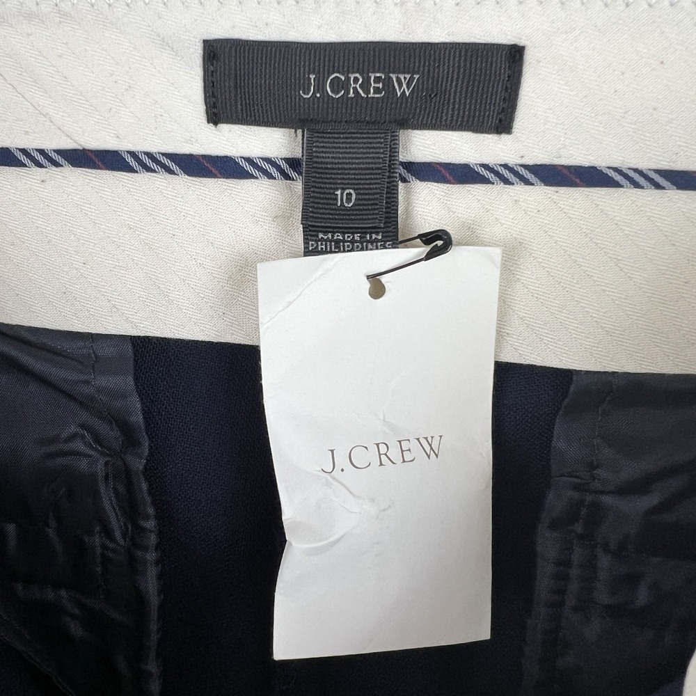 J Crew Navy Sailor Nautical Cropped Wool Blend Wide Leg Pant Gold Button Size 10 - Picture 3 of 11